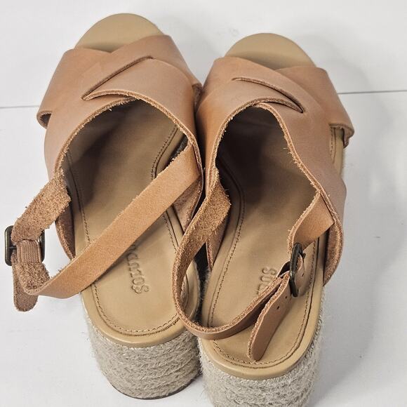 Soludos Women Shoes Leather Sandals Espadrille Wedge Tan Size 8 1820 Boho - Picture 8 of 10